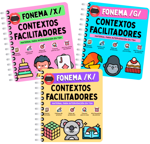 Pack Contextos Facilitadores para fonemas velares /k/, /g/ y /x/, recurso digital para intervención en trastornos de los sonidos del habla